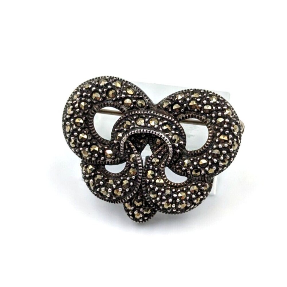 Vintage Judith Jack Sterling Silver 925 Marcasite Node Brooch Pin Pendant